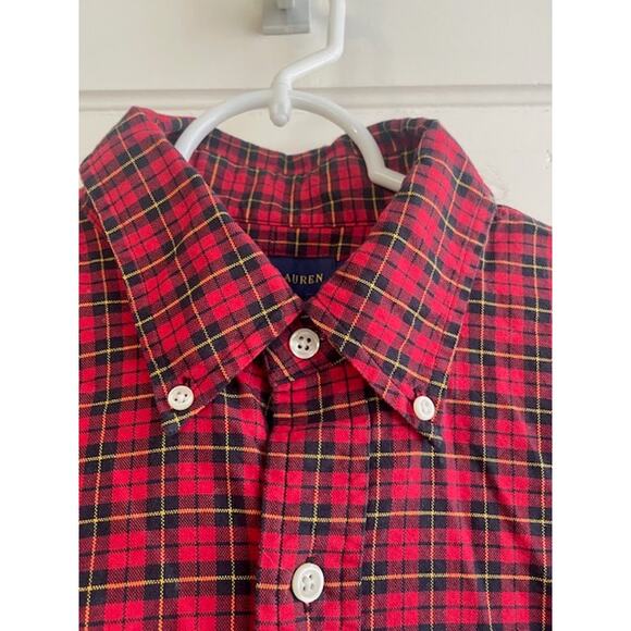 Ralph Lauren Mens Size Medium Button-Down Red Plaid Shirt 100% Cotton - Picture 4 of 6